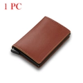 Brown carbon fiber RFID blocking wallet with automatic pop-up card mechanism - Texture Brown