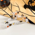 Halloween claw clip featuring spooky ghost and pumpkin prints on transparent plastic - 8.5cm Transparent Square - Wizard Hat Ghost