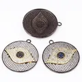 Micro-paved Evil Eye circular pendant in black and gold finishes with detailed crystals - Style A Black Plated / 1 Piece