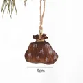 Mini saco marrón adorno de árbol de Navidad con cinta dorada y cordel para colgar - Bolsa de Regalo Cuadriculada Marrón