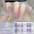 Detail of BB-016 nail stickers featuring lavender floral patterns and 5D gold foil accents - Style BB016