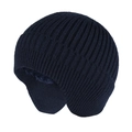 Detalle de gorro de punto azul oscuro con forro de felpa suave y orejeras para el invierno - Estilo orejeras-Forrado de vellón / Azul marino
