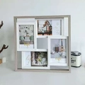 Moderne graue und weiße Collage-Fotorahmen aus Holz für vier 6-Zoll-Bilder - Holzmaserung Grau / 4x6 Zoll