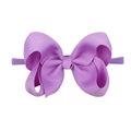 Kids purple nylon headband with large ribbed texture bow accessory on white backdrop - Purple