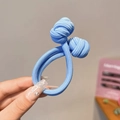 Élastique à cheveux tressé bleu haute élasticité avec nœud double brin durable - Bleu clair