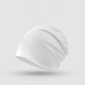 Minimalist white knit slouchy beanie for women in a soft cotton blend finish - Solid Minimalist Style / White
