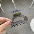 Smoky grey transparent hair claw clip with strong gold metal spring for ponytails - Transparent Black