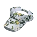 Floral print sun visor hat for women with green leaf and pear pattern in summer style - 56-60cm Adjustable / Light Cyan Pear Leaves (C)