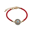 Verstellbares rotes Evil Eye Armband mit blauen Zirkonia und Vergoldung - CB00187 Rundes Auge / Rot