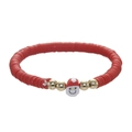 Red Christmas bracelet with clay beads and Santa Claus charm for festive jewelry wear - 018-Red Clay Santa Style