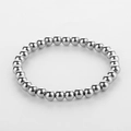 Polished silver stainless steel beaded bracelet featuring minimalist uniform round spheres - 6mm Bead / Steel