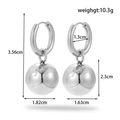 Orecchini a sfera in acciaio inossidabile argento lucido con misure e peso di 10,3g - ER-1310 / Stile Sfera Rotonda d'Argento