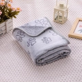 Gray flannel pet blanket with dark paw prints and soft thick texture for dogs and cats - Carved Large Paw Print Grey