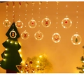 Christmas LED ring lights with Santa Claus and snowman figurines in warm yellow light - Warm White Battery Remote Ring