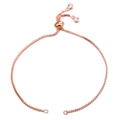 Rose gold adjustable slider box chain bracelet with dangling clear zircon gemstones - Rose Gold Adjustable Box Chain / Rose Gold