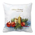 Merry Christmas peach skin pillowcase with candle and pine branch print on white background - Style 1 (Christmas Candles & Pine Branches) / 18x18 Inch
