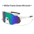Lunettes de sport cyclisme avec monture blanche et verres miroir verts d'extérieur - Monture Blanche Miroir Vert