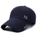 Dark blue lightweight quick-dry baseball cap with NY embroidery and extended brim - Adjustable / Navy Blue