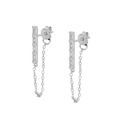 Orecchini pendenti in argento S925 con catene a nappa lunga e decoro in zircone - Argento