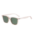 Square pink translucent polarized sunglasses with dark green lenses for men and women - Transparent Tea Frame G15 Lens Polarized C7