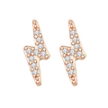 Elegant rose gold lightning bolt stud earrings with sparkling pavé cubic zirconia - Rose Gold (W80019-RG)
