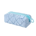 Quilted light blue Hisocute pencil case with large zipper and shiny puff texture - Blue