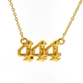 Golden stainless steel necklace featuring a gothic bubble number 444 pendant - 444