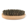 Men's curved beard brush with natural wood handle and dense brown boar bristles - Beech Wood Boar Bristle 11.2x5.5x3CM