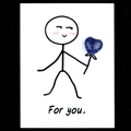 Blue heart-shaped natural crystal agate stone 15mm with For You healing card - Sodalite