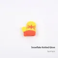 Miniature yellow and orange knitted mittens with red snowflake pattern for Christmas DIY - Yellow Snowflake Knitted Mitten