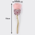 Rose shaped makeup brush with pink bristles and gold handle, size 19cm by 4.4cm - Pink Rhinestone Gold Handle Light Pink