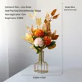 Nordic artificial orange peonies in gold metal glass vase for table decoration - Warm Orange Ping Pong Mum Set
