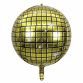 Golden 4D disco ball balloon with black grid pattern for party event decoration - 4D Sphere Disco Gold / 22 Inch