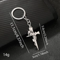 Portachiavi gotico con croce e rosa argento, lungo 11,1 cm e con peso di 14 g - Argento 010-3 (Croce avvolta da rosa)