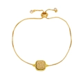 Adjustable 18k gold plated box chain bracelet featuring a square druzy charm and bolero clasp - Gold