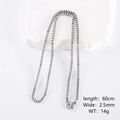 Polished silver stainless steel box chain necklace, 60cm length and 2.5mm width - Silver (2.5mm Wide x 60cm Long)