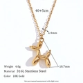 3D ballonhond hanger ketting in 18K verguld roestvrij staal met afmetingen en gewicht - 3D Ballon Hond Hanger (Goud)
