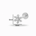 Titanium snowflake labret stud in silver finish with clear zircon stones 5mm size - Snowflake Shape (T2504-3#) / Silver