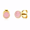 Rosa Emaille Smiley Creolen vergoldet mit S925 Silberstecker für Damen - S925 Rosa Smiley Stecker