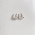 U-shaped hollow stainless steel earrings in polished silver finish for women - Horseshoe Style (PEK1830) / Silver