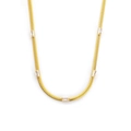 Golden blade chain necklace for women featuring five square clear cubic zirconia stones - Necklace / Gold + White Zirconia