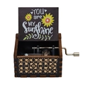 Hand-cranked wooden music box with You are My Sunshine engraving and sunflower detail - Sunshine 03
