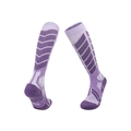 Purple merino wool ski socks with compression design and SPORT lettering on the foot - 8213 Light Purple/Dark Purple