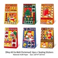 6-pack of Christmas white kraft paper gift bags with festive Santa and reindeer designs - White Kraft Paper / Best Wishes (6Pcs Set with Stickers) / 15x9.7x26.7cm