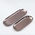 Set of two oval rose gold stainless steel metal trays in large and small sizes - Antique Bronze