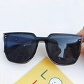 Fashionable square semi-transparent grey sunglasses with dark lenses and gold rivets - Transparent Gray Frame & Gray Lenses