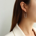 Minimalist silver-toned U-shaped pin earrings in polished stainless steel for women - Paperclip Earrings Steel Color / Silver