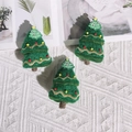 Three forest green felt Christmas tree ornaments with golden stars and colorful beads - 3D Christmas Tree / Green