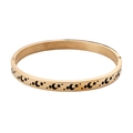 Brazalete celestial de acero dorado con patrones negros de luna y estrellas en esmalte - Dorado Aceitado