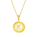 Collier en acier titane doré avec pendentif en nacre blanche et lettre K chic - Lettre K (S-P005-K)